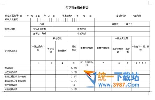 2017印花税纳税申报表下载